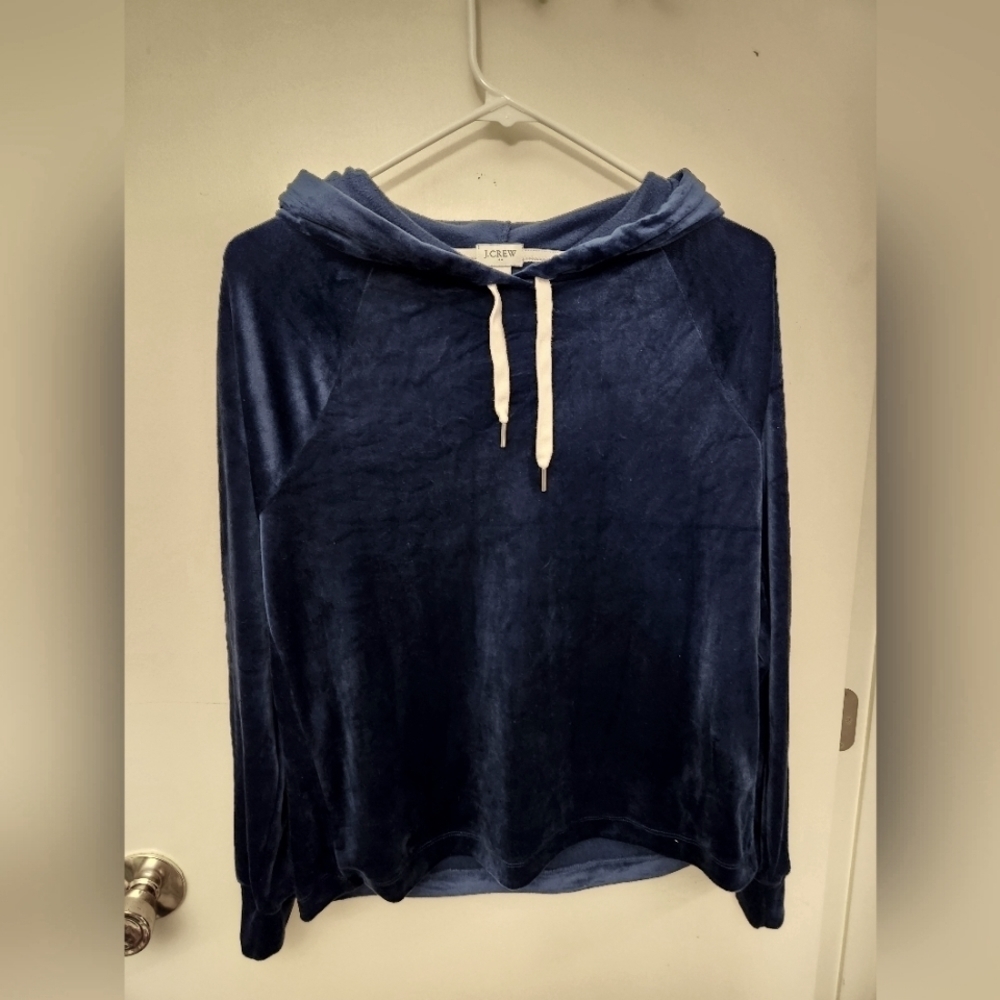 J. Crew Factory Velour Hoodie Antique Blue size Small